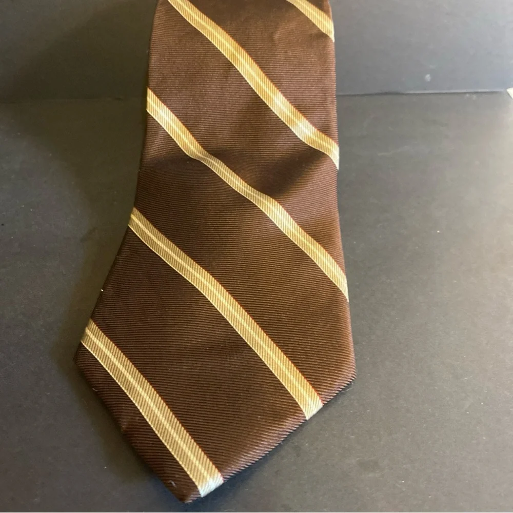 Vintage Arnold Palmer Arnie Brand 100%‎ Silk Brown Striped Neck Tie